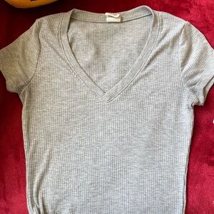 Elegant Gray V-Neck Women's Tee